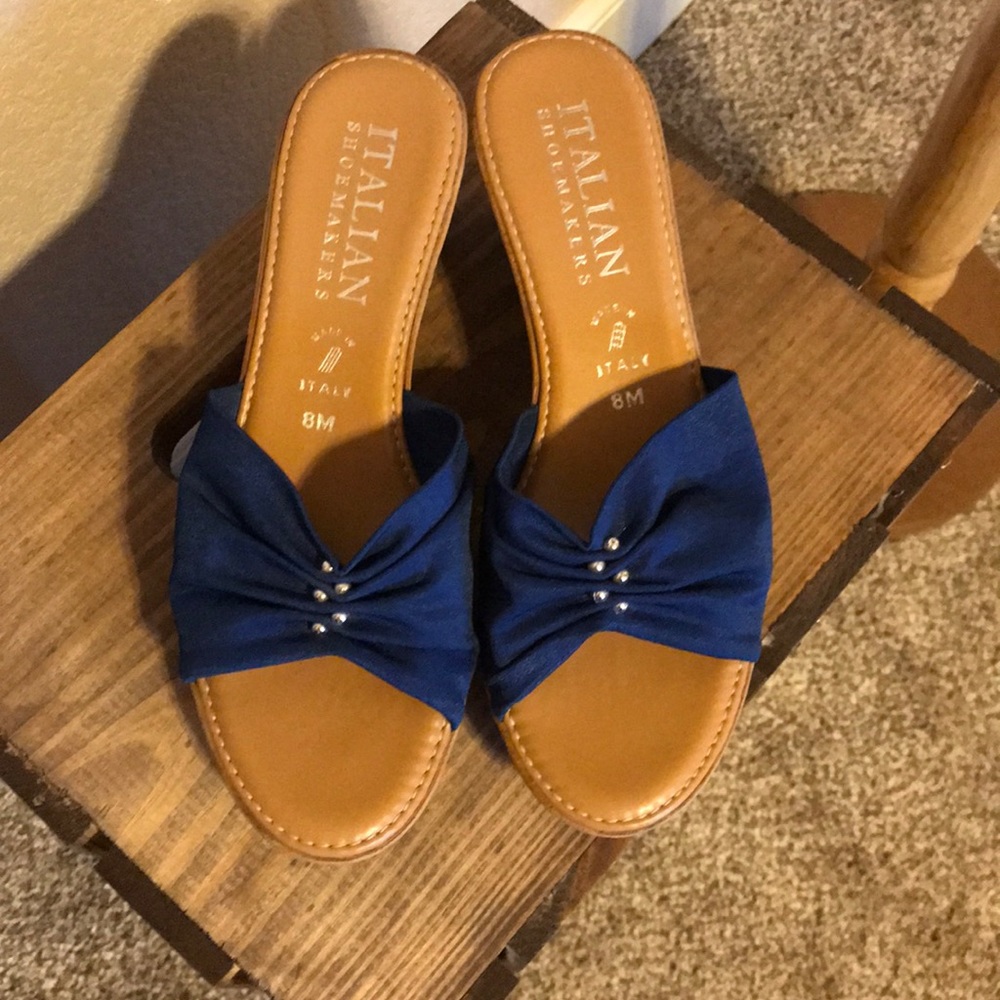 Italian Shoemakers Sapphire Cork Sandals Sz 8